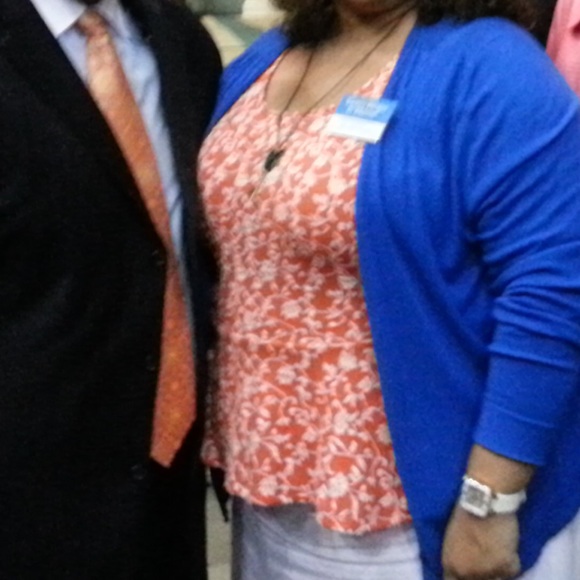 Bobeau Orange & White Peplum Top Size 3X - Picture 6 of 6